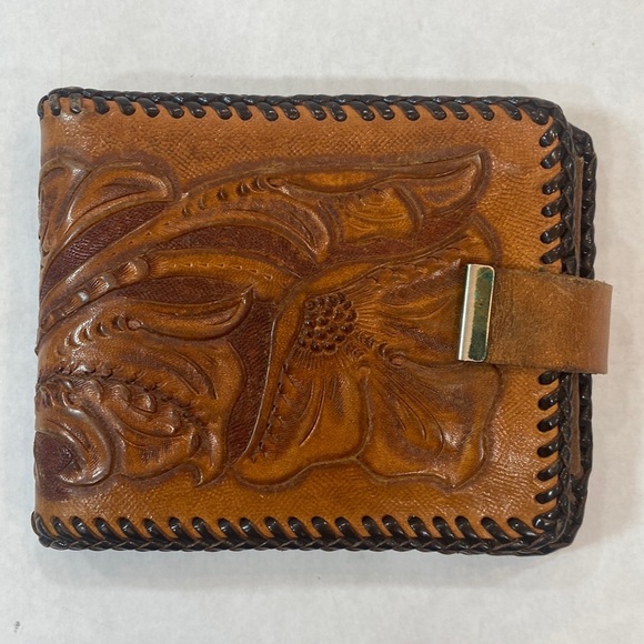 Tooled western wallet vintage initials MS - Picture 1 of 9
